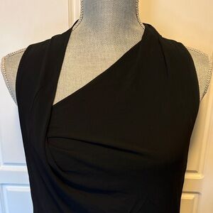 HELMUT LANG Designer Asymmetrical Sheer Sexy Black Mini Dress Size L Large